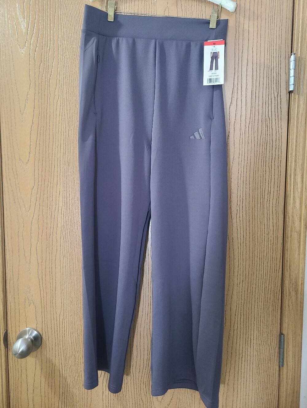 NWT Adidas Grey Strata Wide Leg High Rise Athletic Pants - Picture 3 of 5